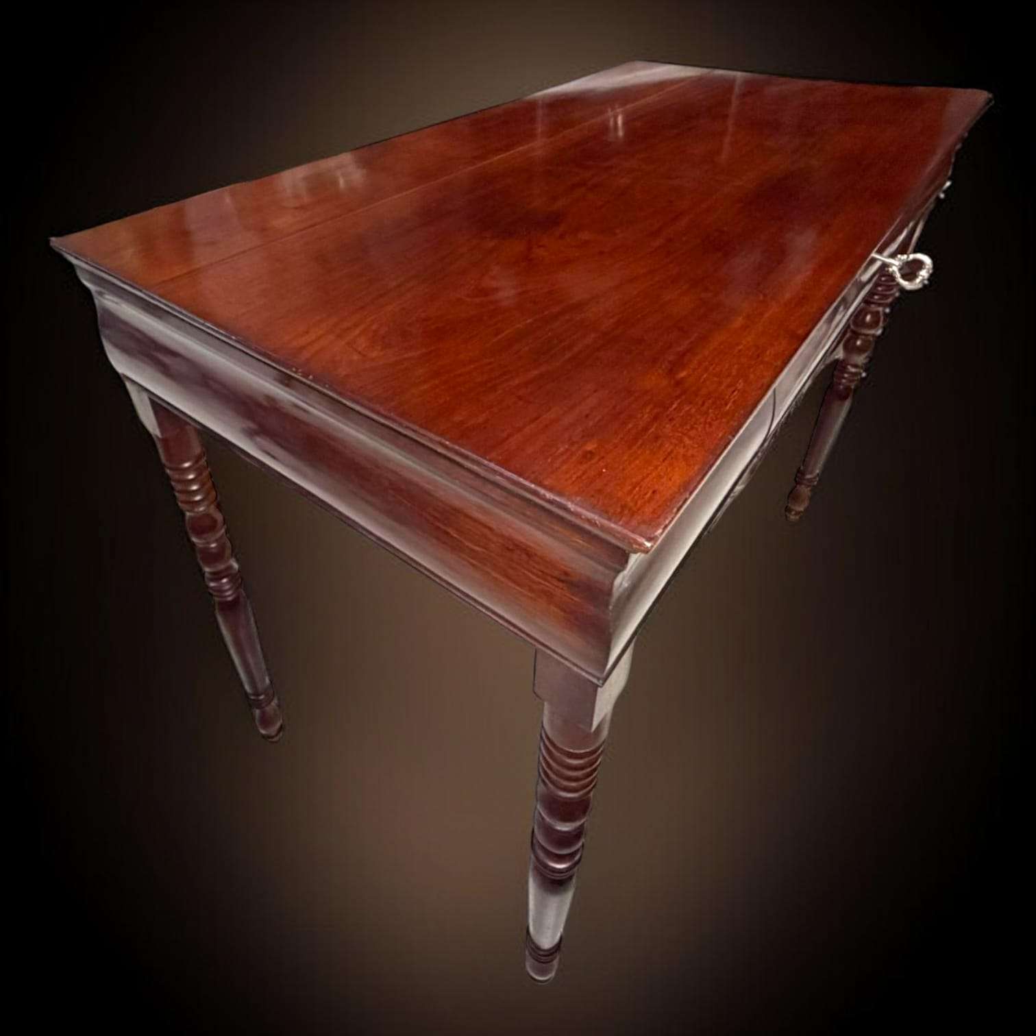 Mesa consola antigua de caoba con cajón y talla decorativa - Cositas Antiguas – La Guadaña, Anticuarios Online en Jerez , vender antigüedades, muebles antiguos