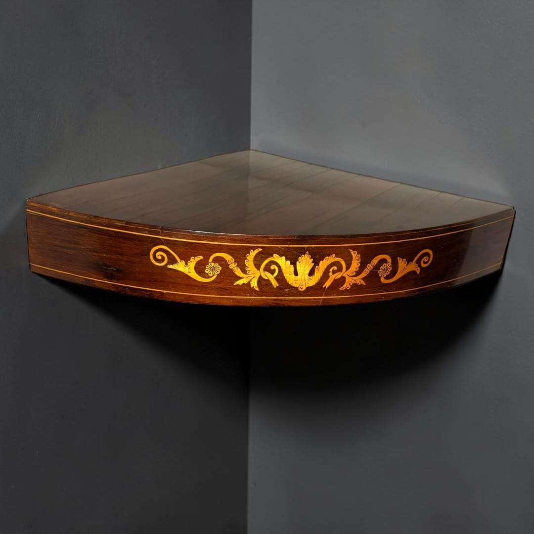 Esquinera antigua de caoba con taracea frontal decorativa - Cositas Antiguas – La Guadaña, Anticuarios Online en Jerez , vender antigüedades, muebles antiguos