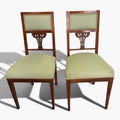 Pareja de sillas de madera con tapizado verde clásico - Cositas Antiguas – La Guadaña, Anticuarios Online en Jerez , vender antigüedades, muebles antiguos