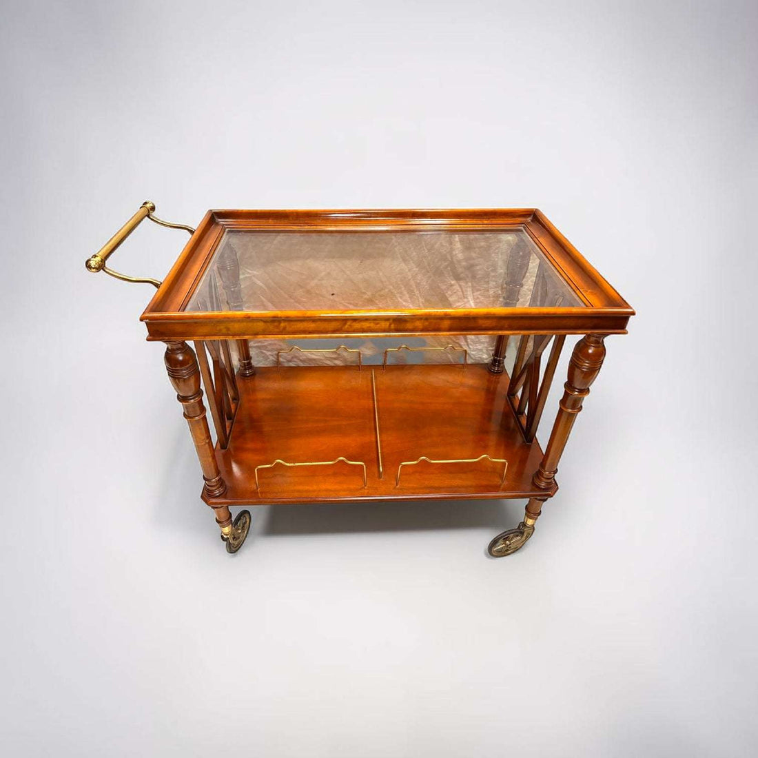 Mesa camarera antigua de caoba con cristal y detalles dorados - Cositas Antiguas – La Guadaña, Anticuarios Online en Jerez , vender antigüedades, muebles antiguos