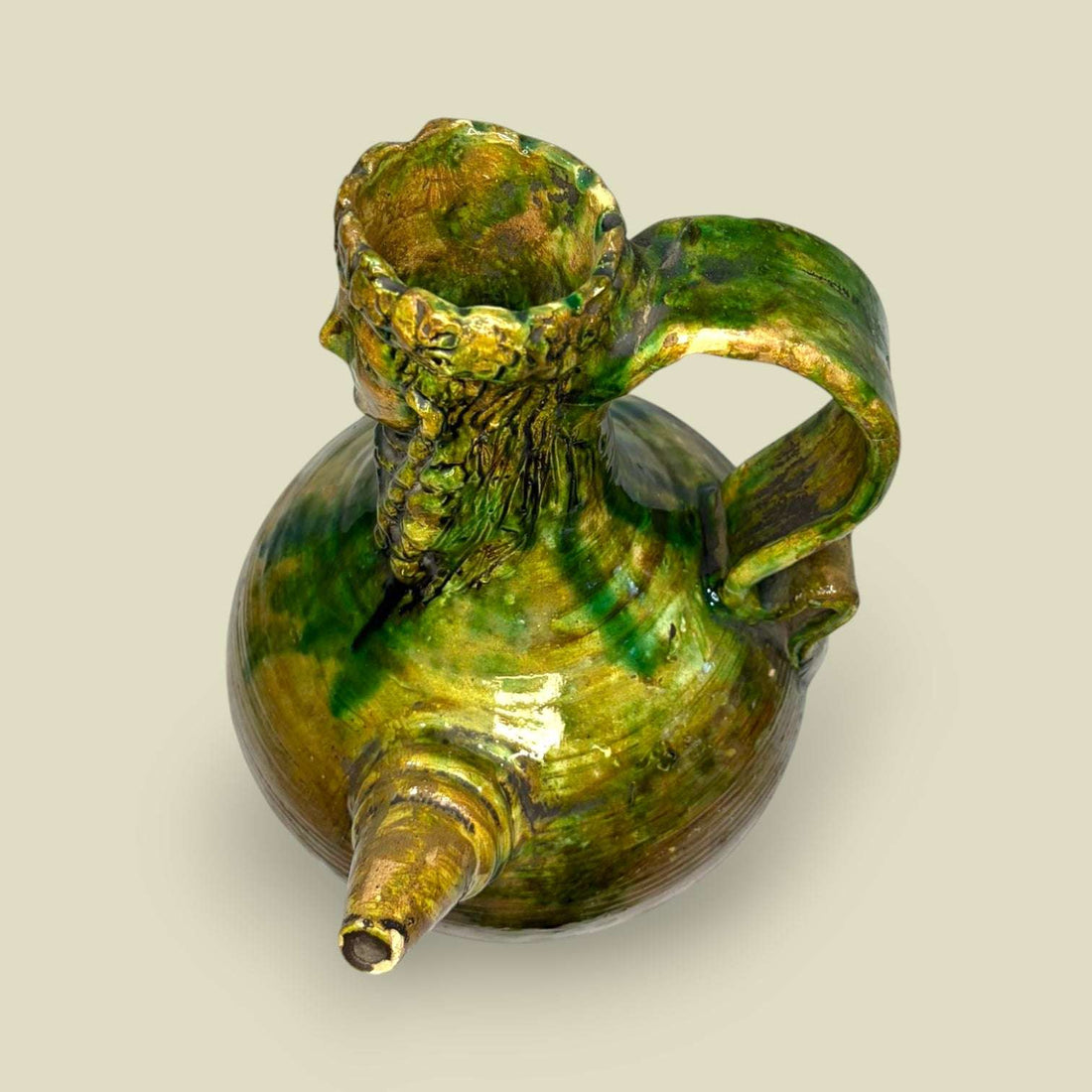 Botijo de cerámica esmaltada con figura barbuda - Cositas Antiguas – La Guadaña, Anticuarios Online en Jerez , vender antigüedades, muebles antiguos