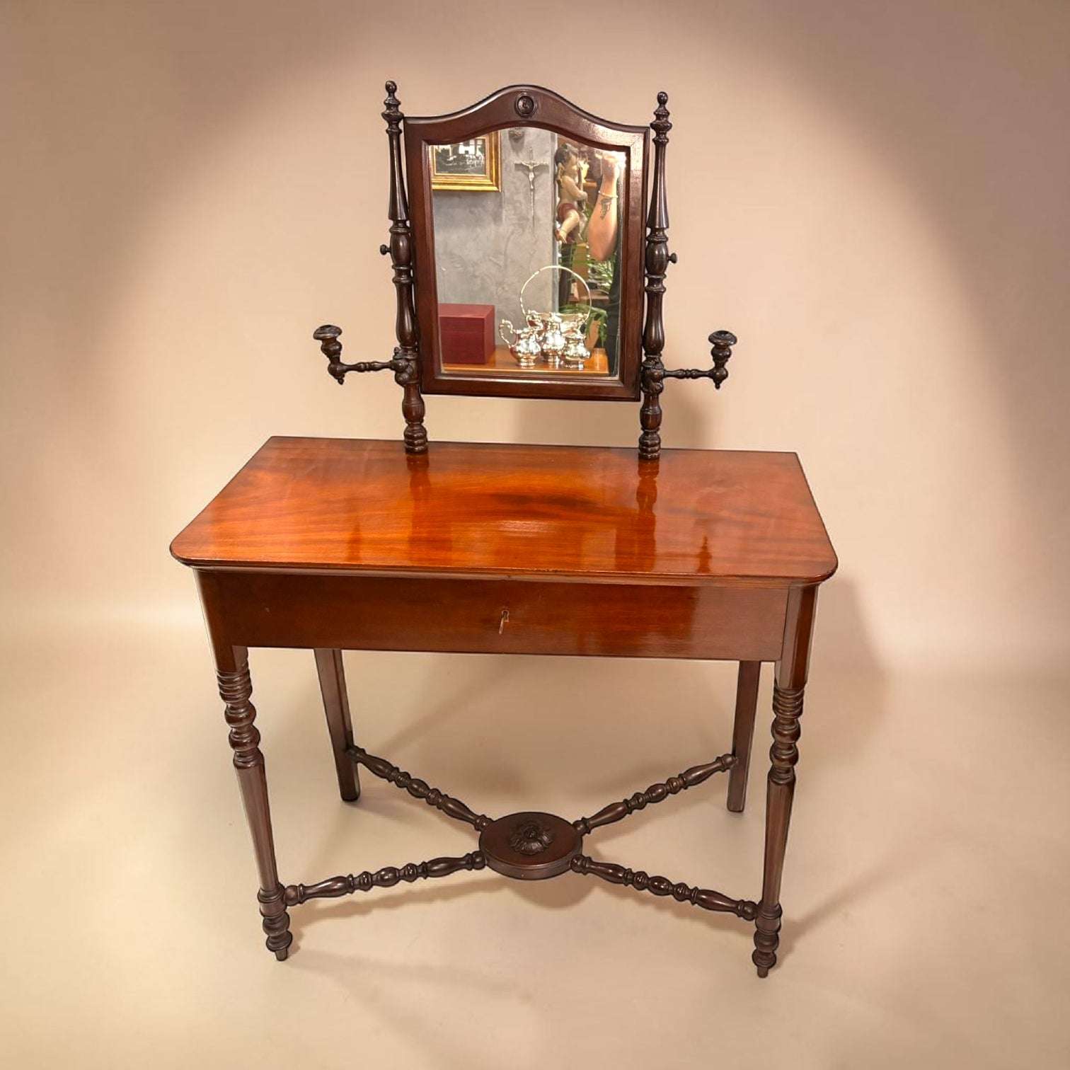 Tocador victoriano inglés de caoba con espejo antiguo - Cositas Antiguas – La Guadaña, Anticuarios Online en Jerez , vender antigüedades, muebles antiguos