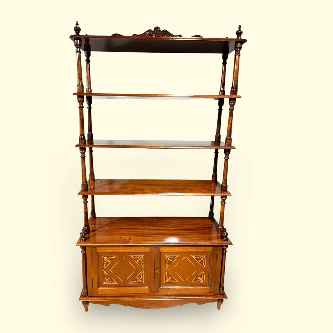 Estantería francesa Luis Felipe de caoba con taraceas y alacena - Cositas Antiguas – La Guadaña, Anticuarios Online en Jerez , vender antigüedades, muebles antiguos