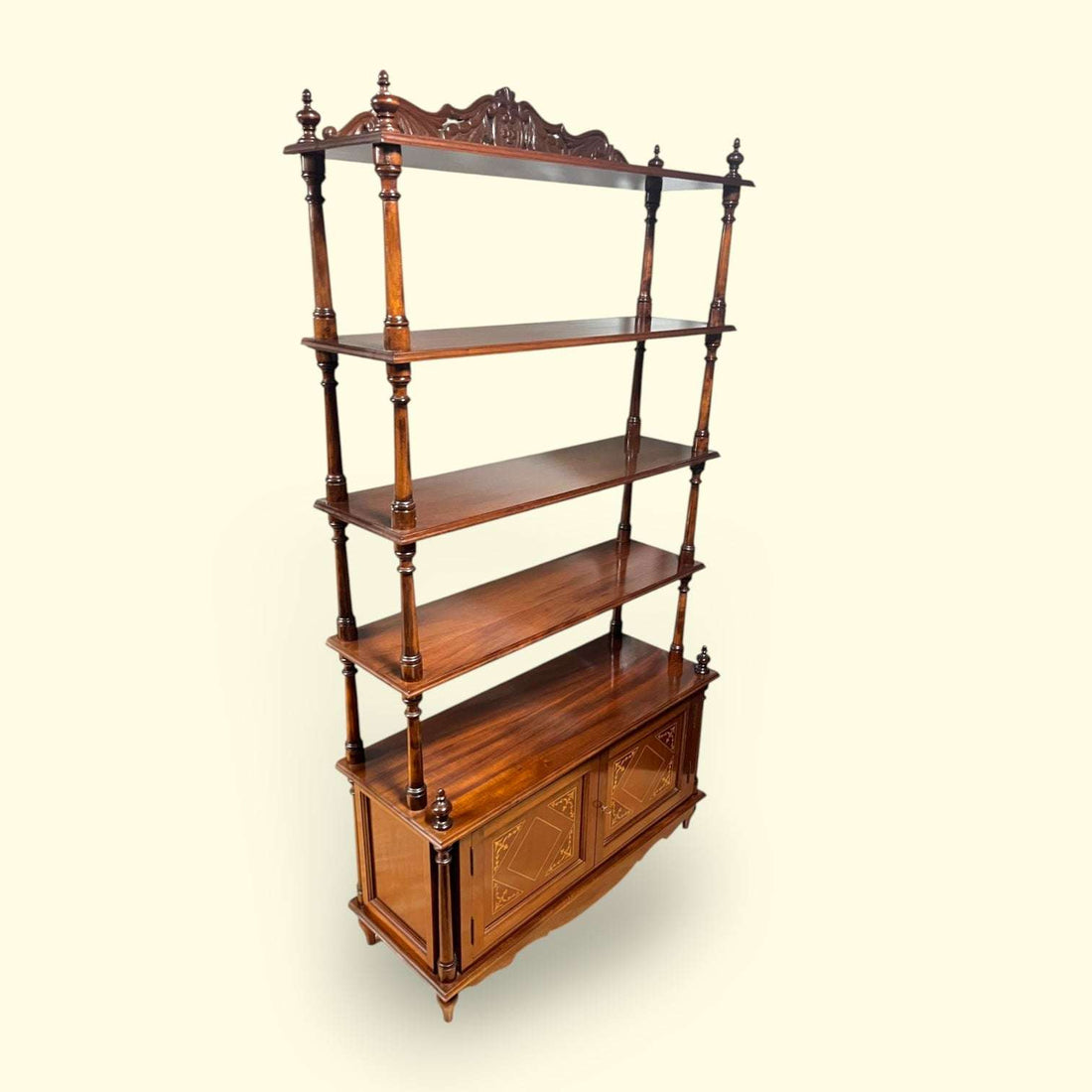 Estantería francesa Luis Felipe de caoba con taraceas y alacena - Cositas Antiguas – La Guadaña, Anticuarios Online en Jerez , vender antigüedades, muebles antiguos