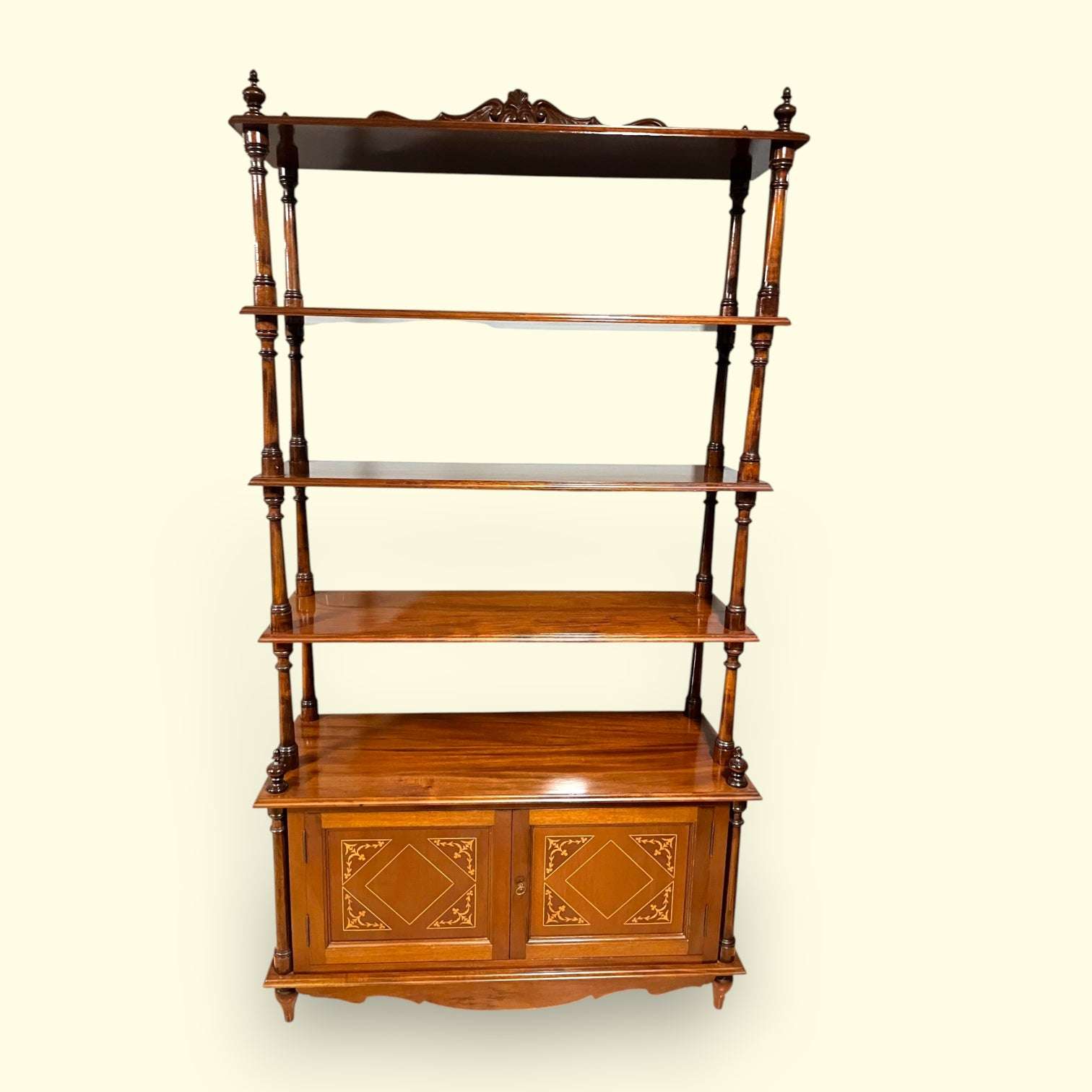 Estantería francesa Luis Felipe de caoba con taraceas y alacena - Cositas Antiguas – La Guadaña, Anticuarios Online en Jerez , vender antigüedades, muebles antiguos