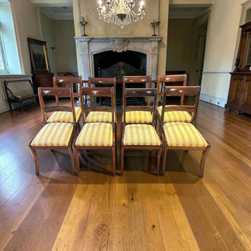 Lote de 8 sillas de caoba tapizadas para comedor clásico - Cositas Antiguas – La Guadaña, Anticuarios Online en Jerez , vender antigüedades, muebles antiguos