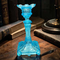 Candelero de cristal turquesa para decoración clásica - Cositas Antiguas – La Guadaña, Anticuarios Online en Jerez , vender antigüedades, muebles antiguos