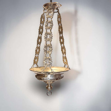 Lámpara votiva antigua de metal plateado para decoración religiosa - Cositas Antiguas – La Guadaña, Anticuarios Online en Jerez , vender antigüedades, muebles antiguos