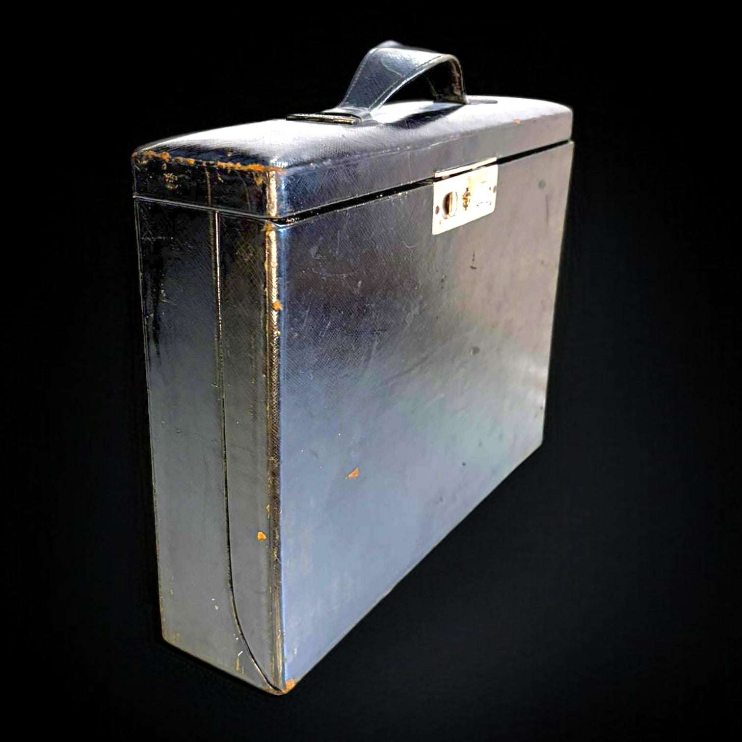 Neceser de viaje antiguo en cuero negro con espejo - Cositas Antiguas – La Guadaña, Anticuarios Online en Jerez , vender antigüedades, muebles antiguos