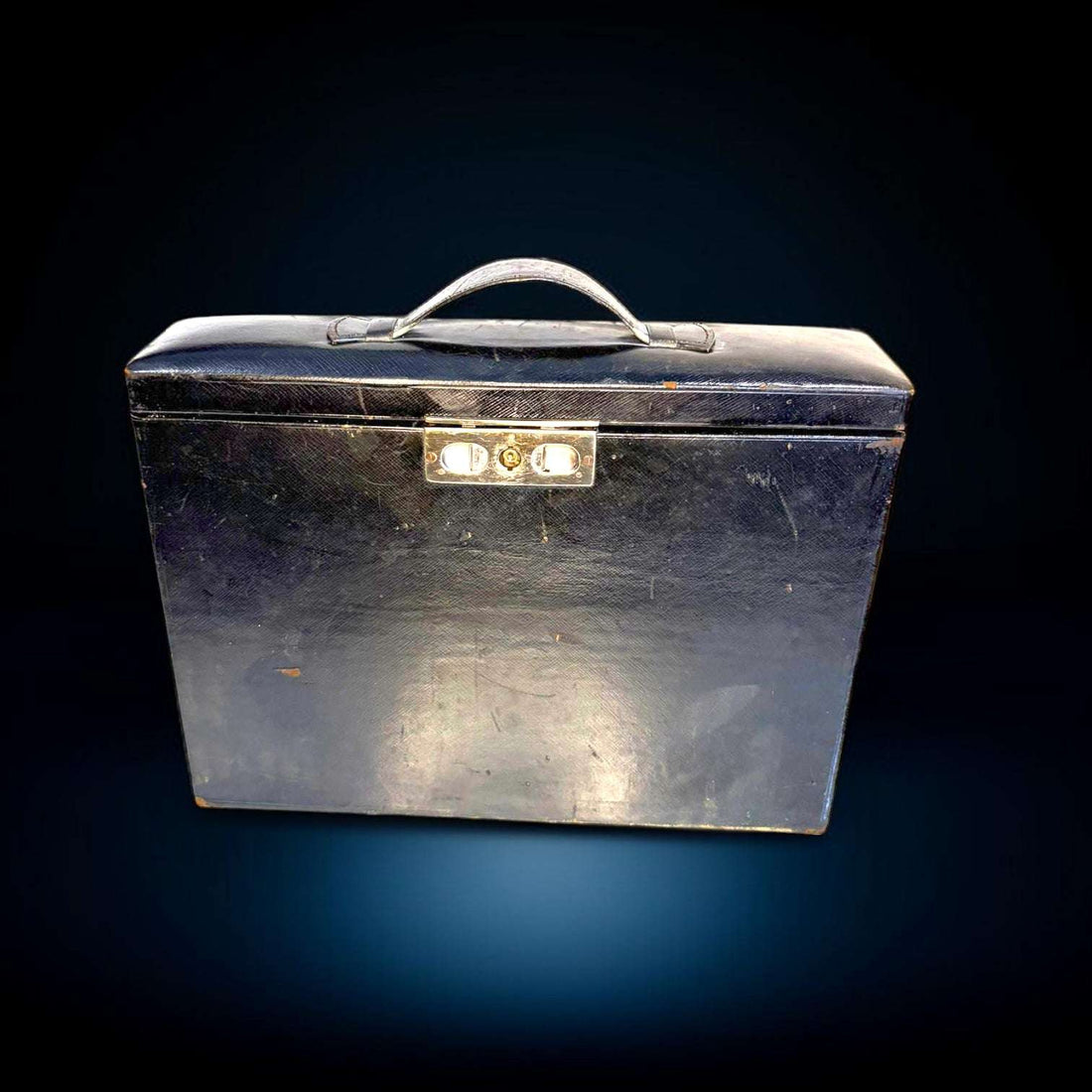 Neceser de viaje antiguo en cuero negro con espejo - Cositas Antiguas – La Guadaña, Anticuarios Online en Jerez , vender antigüedades, muebles antiguos