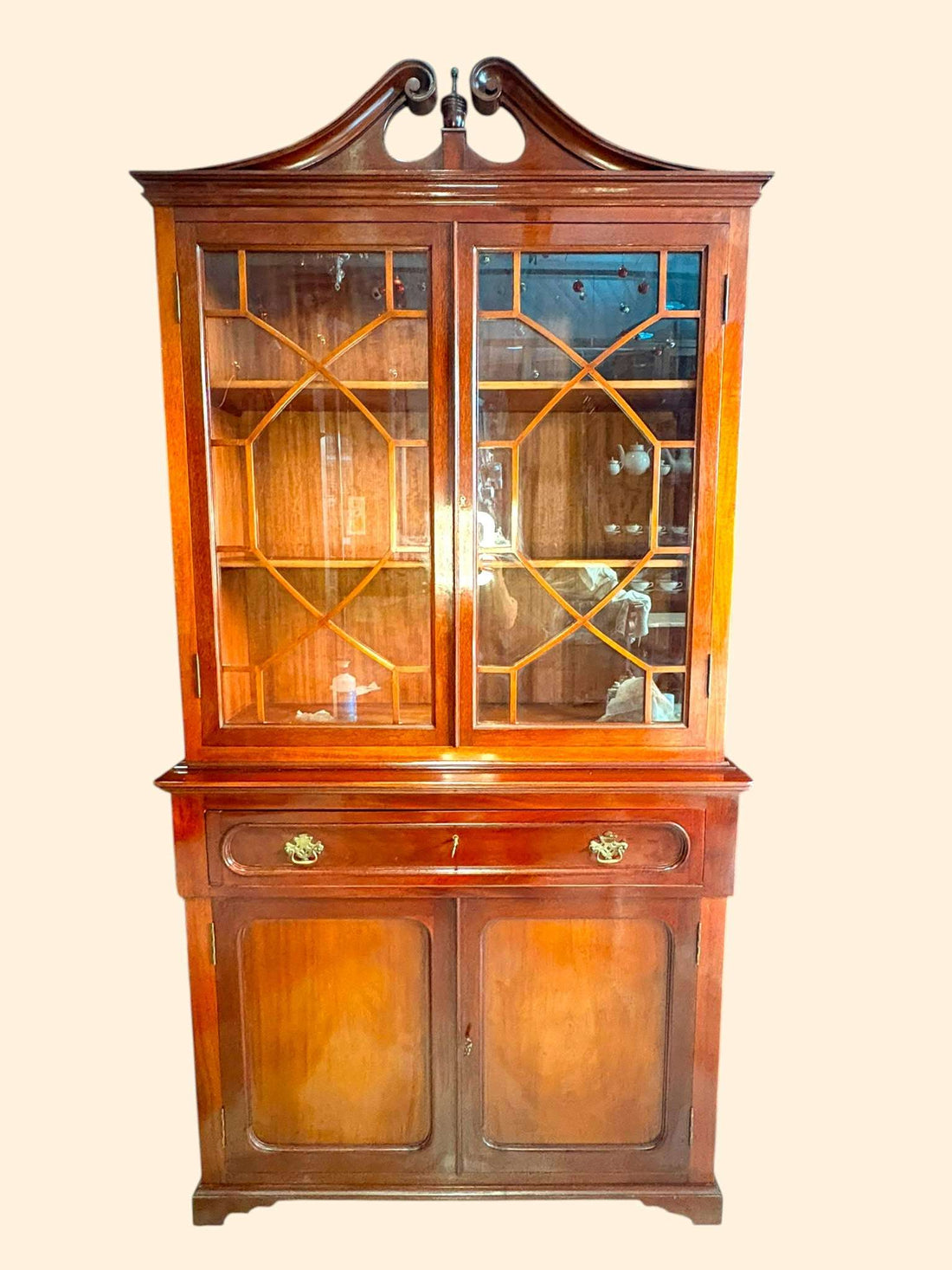 Libería antigua de caoba con escritorio y alacena - Cositas Antiguas – La Guadaña, Anticuarios Online en Jerez , vender antigüedades, muebles antiguos