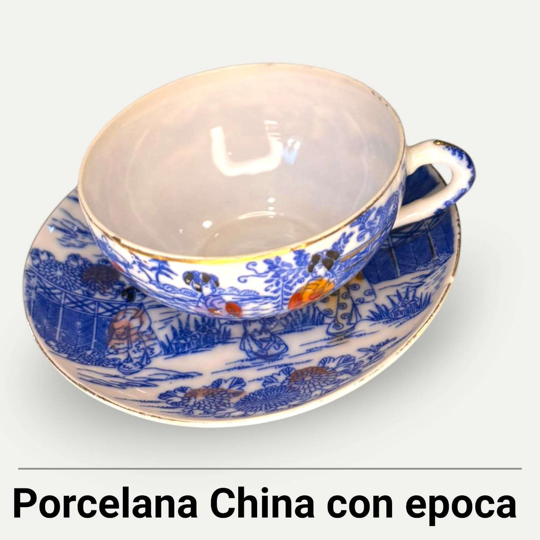 Juego de tazas de porcelana con motivos chinos y platos - Cositas Antiguas – La Guadaña, Anticuarios Online en Jerez , vender antigüedades, muebles antiguos