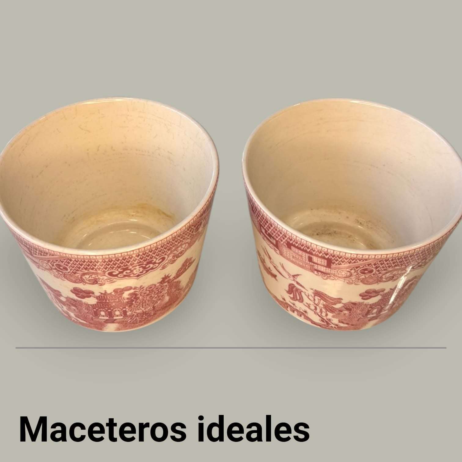 Maceteros Willow de porcelana roja Made in Spain únicos - Cositas Antiguas – La Guadaña, Anticuarios Online en Jerez , vender antigüedades, muebles antiguos