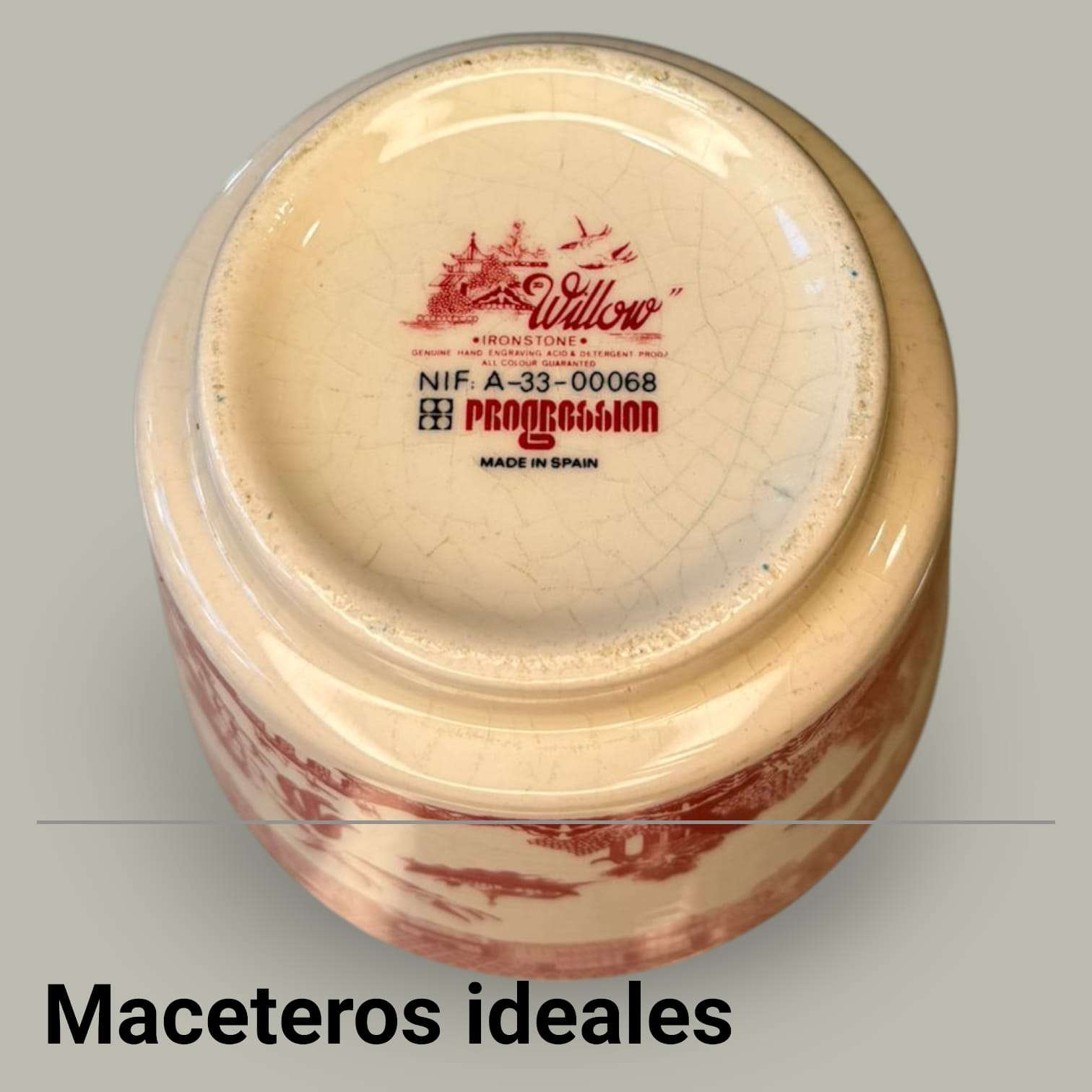 Maceteros Willow de porcelana roja Made in Spain únicos - Cositas Antiguas – La Guadaña, Anticuarios Online en Jerez , vender antigüedades, muebles antiguos