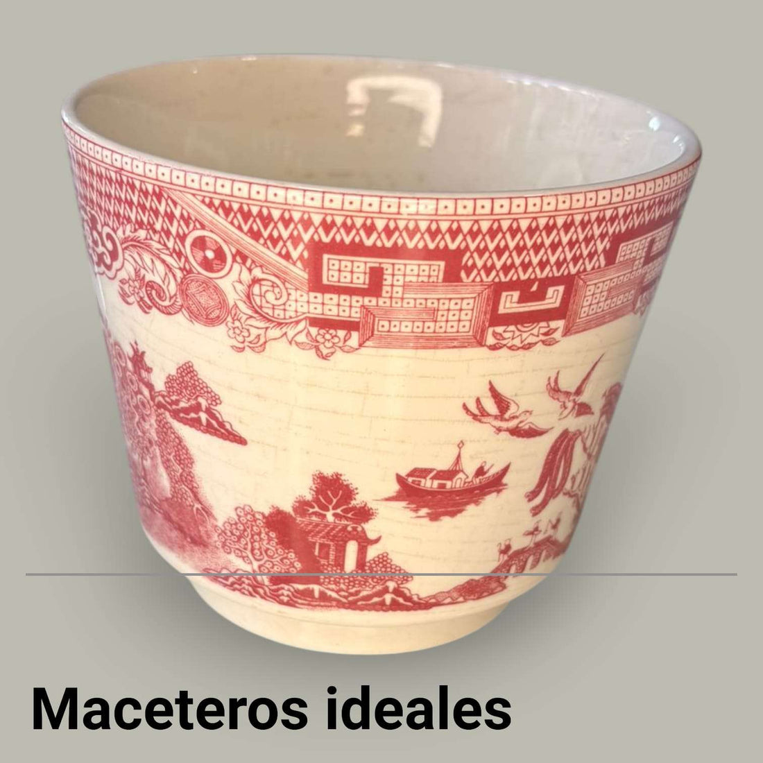 Maceteros Willow de porcelana roja Made in Spain únicos - Cositas Antiguas – La Guadaña, Anticuarios Online en Jerez , vender antigüedades, muebles antiguos