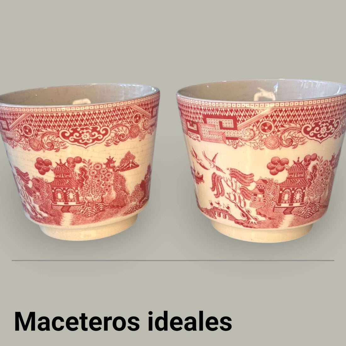 Maceteros Willow de porcelana roja Made in Spain únicos - Cositas Antiguas – La Guadaña, Anticuarios Online en Jerez , vender antigüedades, muebles antiguos