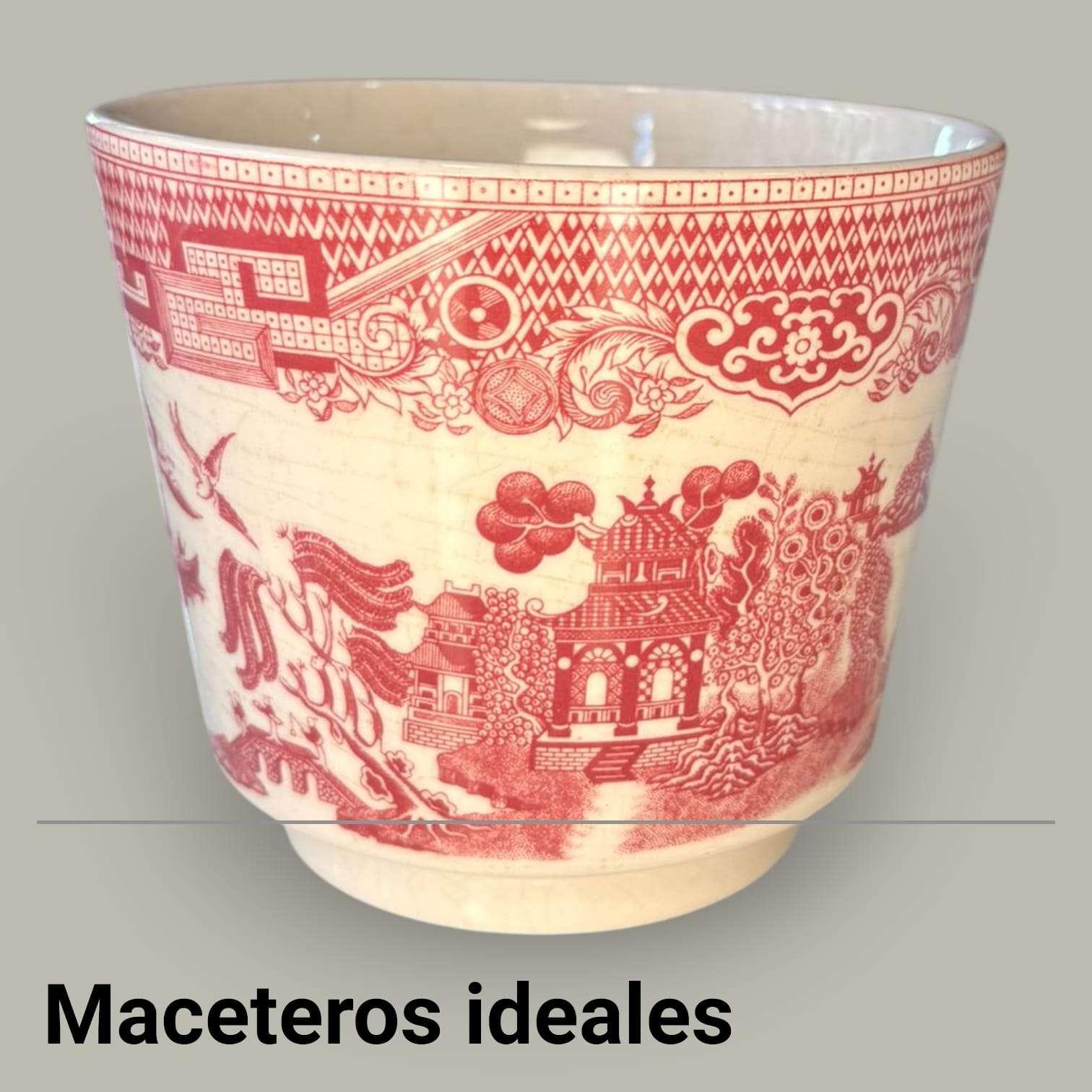Maceteros Willow de porcelana roja Made in Spain únicos - Cositas Antiguas – La Guadaña, Anticuarios Online en Jerez , vender antigüedades, muebles antiguos