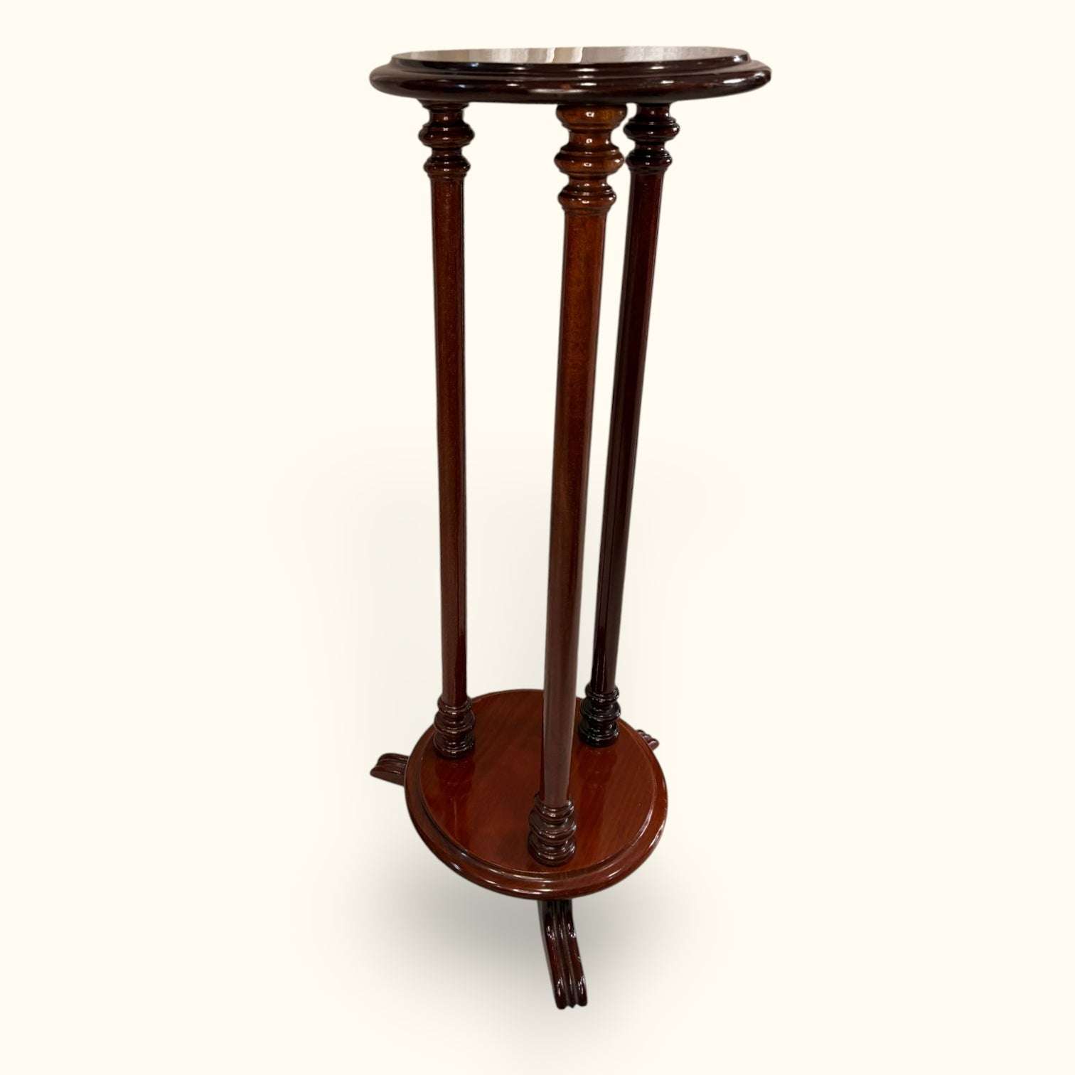 Pedestal de caoba para plantas con diseño torneado - Cositas Antiguas – La Guadaña, Anticuarios Online en Jerez , vender antigüedades, muebles antiguos