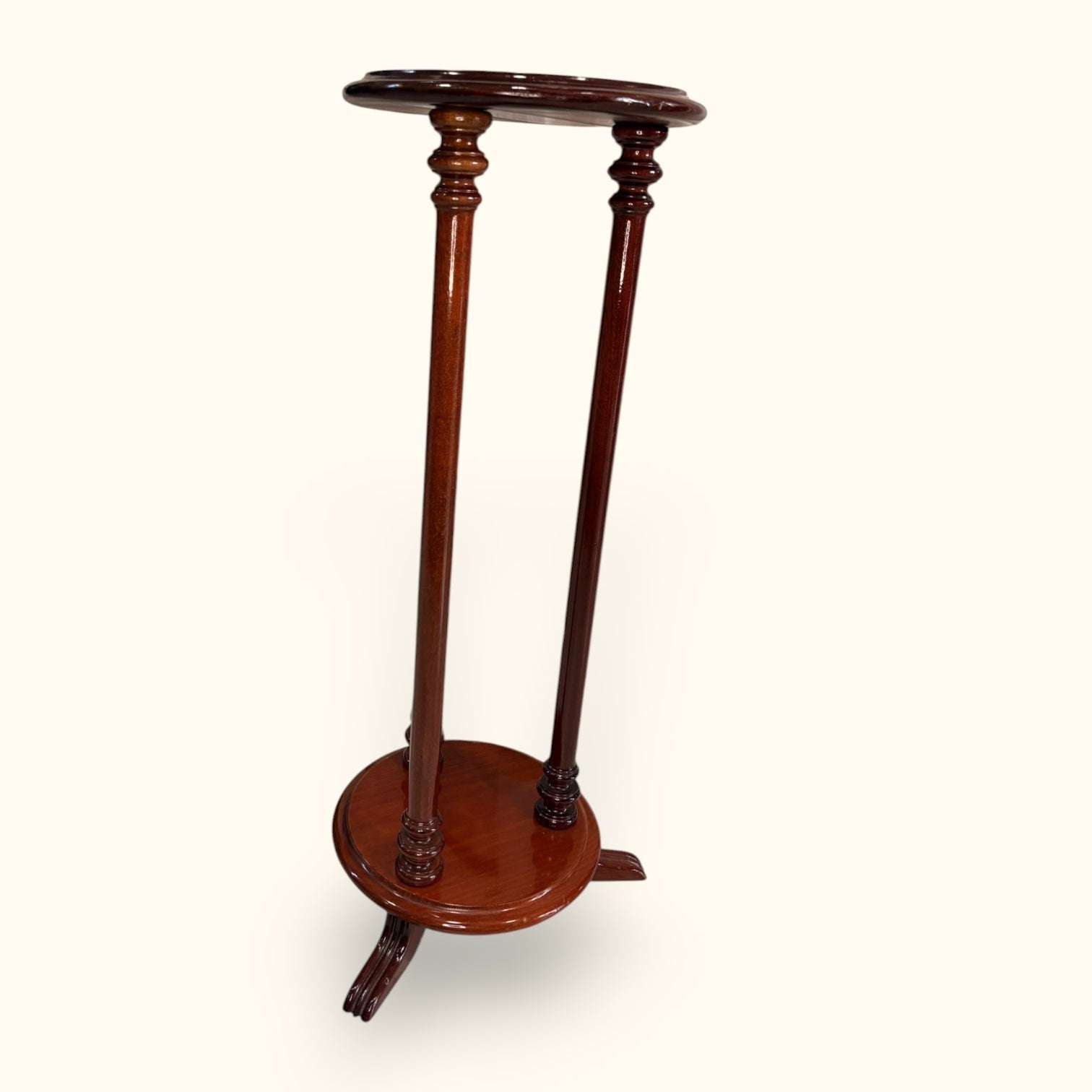 Pedestal de caoba para plantas con diseño torneado - Cositas Antiguas – La Guadaña, Anticuarios Online en Jerez , vender antigüedades, muebles antiguos