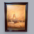 Cuadro al óleo de marina con barcos y firma - Cositas Antiguas – La Guadaña, Anticuarios Online en Jerez , vender antigüedades, muebles antiguos