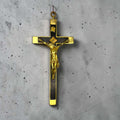 Gran crucifijo antiguo de caoba y bronce para pared - Cositas Antiguas – La Guadaña, Anticuarios Online en Jerez , vender antigüedades, muebles antiguos