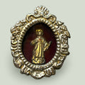 Relicario Niño Jesús en metal plateado y terciopelo rojo - Cositas Antiguas – La Guadaña, Anticuarios Online en Jerez , vender antigüedades, muebles antiguos