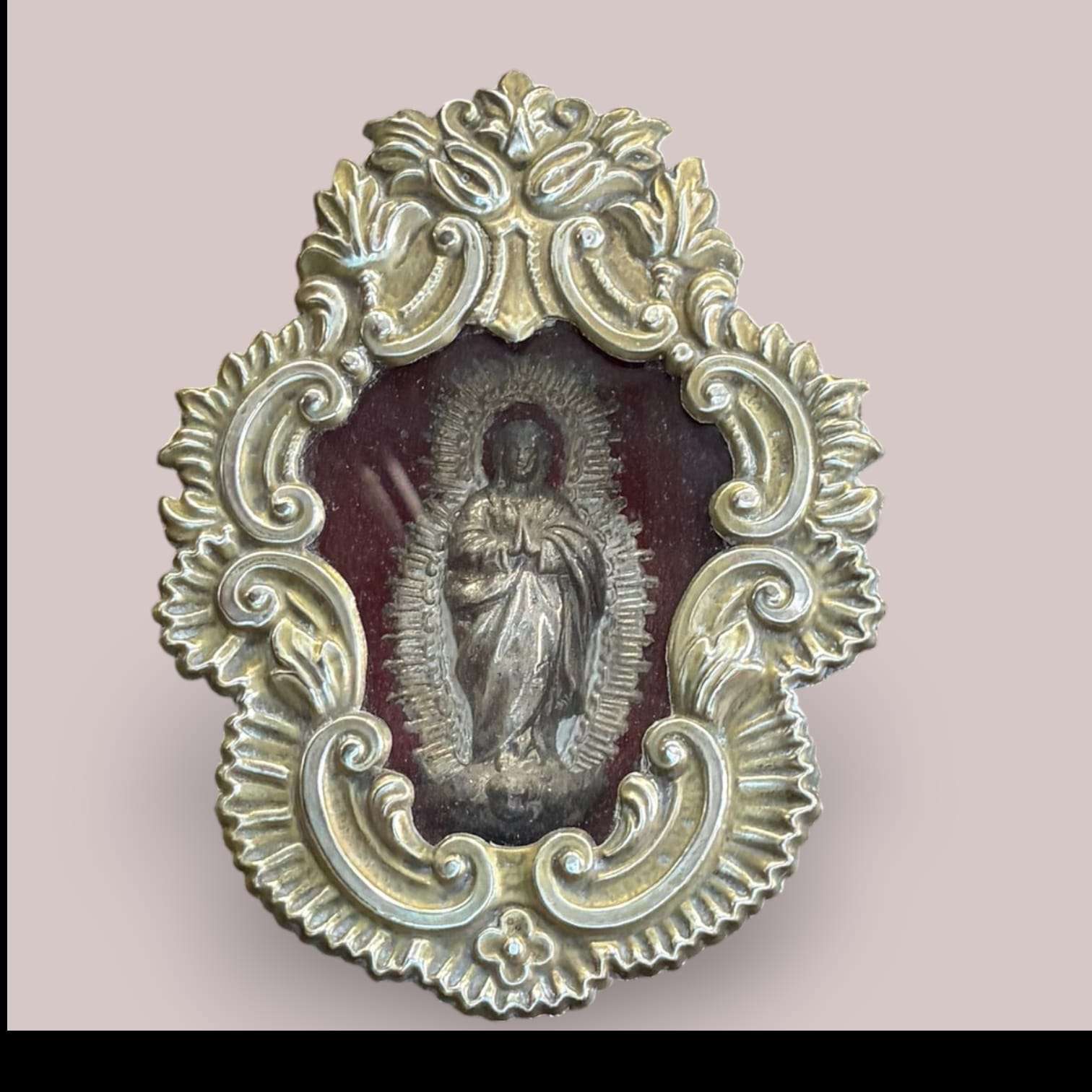 Relicario de la Inmaculada en metal plateado - Cositas Antiguas – La Guadaña, Anticuarios Online en Jerez , vender antigüedades, muebles antiguos