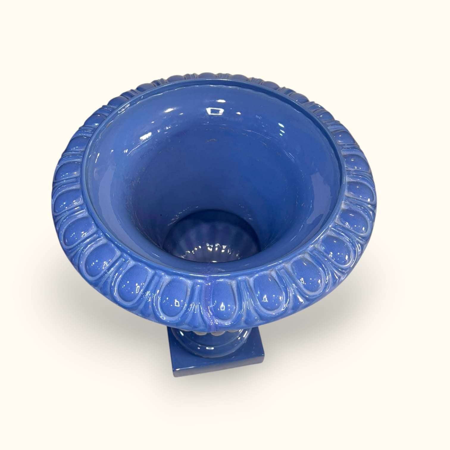 Copa florero celeste de cerámica esmaltada decorativa - Cositas Antiguas – La Guadaña, Anticuarios Online en Jerez , vender antigüedades, muebles antiguos
