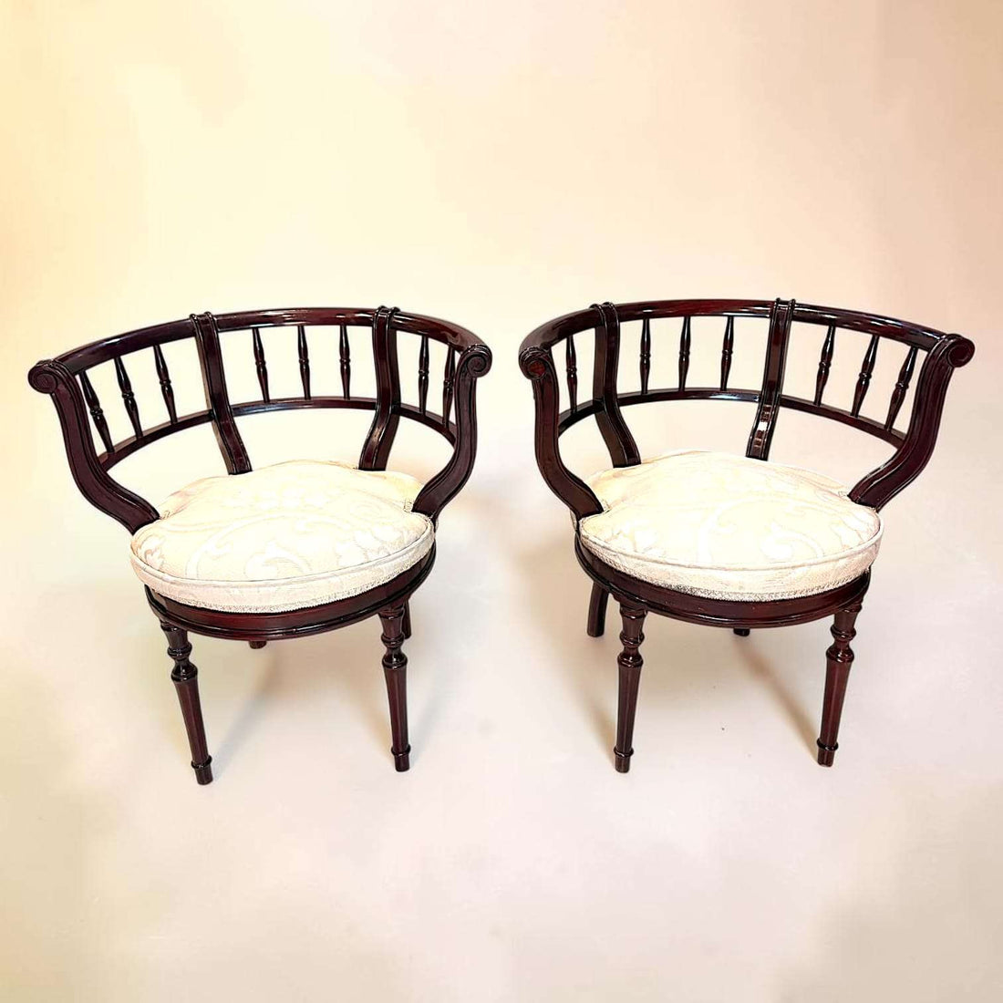Pareja de butacas victorianas antiguas de madera tapizadas - Cositas Antiguas – La Guadaña, Anticuarios Online en Jerez , vender antigüedades, muebles antiguos