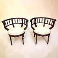 Pareja de butacas victorianas antiguas de madera tapizadas - Cositas Antiguas – La Guadaña, Anticuarios Online en Jerez , vender antigüedades, muebles antiguos