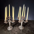 Pareja de candelabros de metal plateado de cinco luces - Cositas Antiguas – La Guadaña, Anticuarios Online en Jerez , vender antigüedades, muebles antiguos