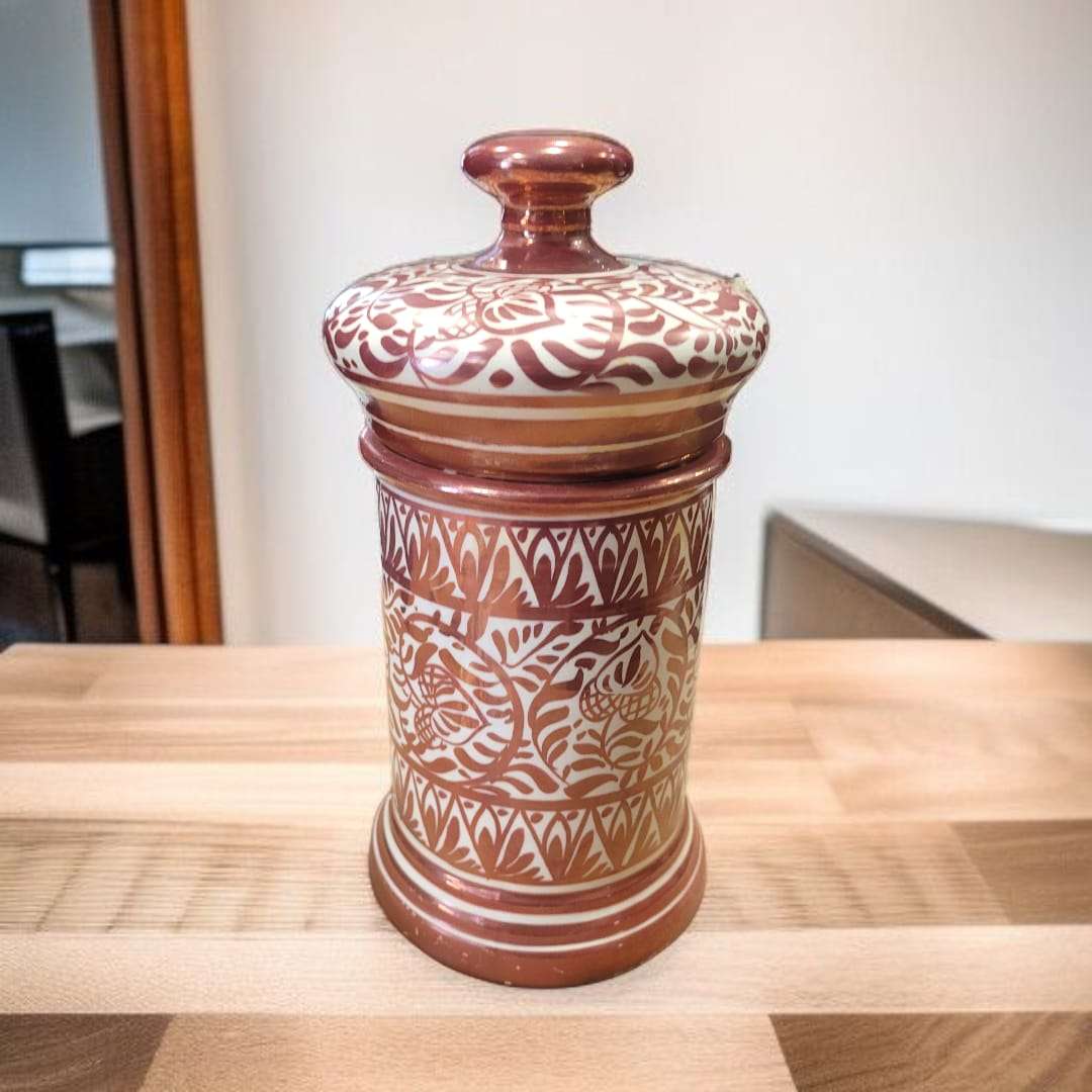 Albaredo de Manises con tapa en cerámica decorada - Cositas Antiguas – La Guadaña, Anticuarios Online en Jerez , vender antigüedades, muebles antiguos