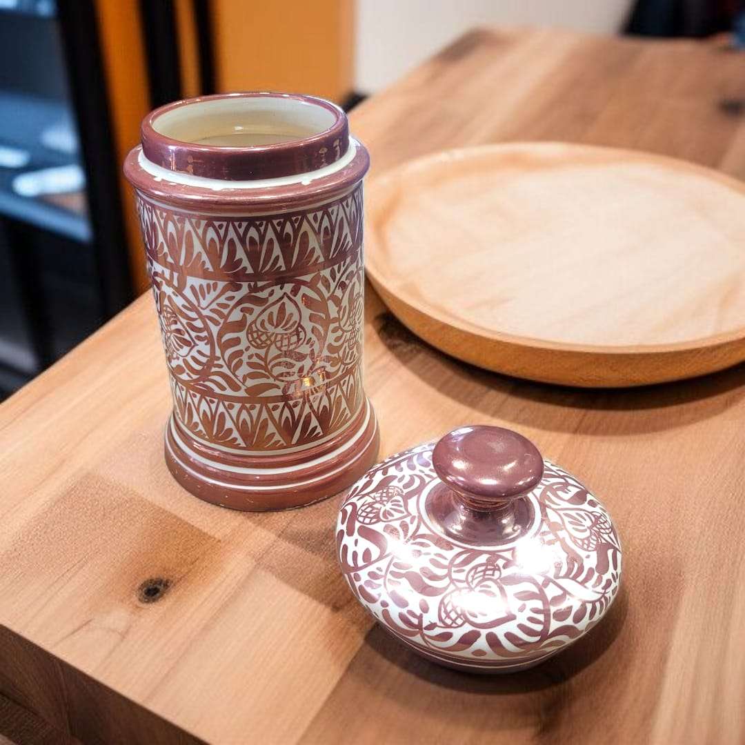 Albaredo de Manises con tapa en cerámica decorada - Cositas Antiguas – La Guadaña, Anticuarios Online en Jerez , vender antigüedades, muebles antiguos
