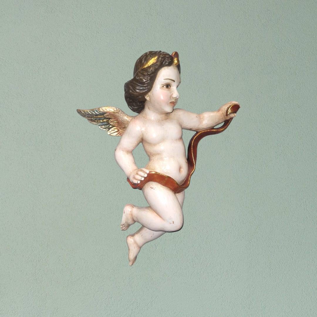 Pareja de angeles tallados en madera para decoración - Cositas Antiguas – La Guadaña, Anticuarios Online en Jerez , vender antigüedades, muebles antiguos