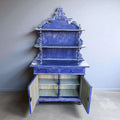 Aparador azul de madera con estantería y cajones único - Cositas Antiguas – La Guadaña, Anticuarios Online en Jerez , vender antigüedades, muebles antiguos