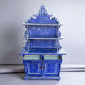 Aparador azul de madera con estantería y cajones único - Cositas Antiguas – La Guadaña, Anticuarios Online en Jerez , vender antigüedades, muebles antiguos