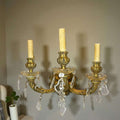 Aplique antiguo de bronce con lágrimas de cristal – Elegante - Cositas Antiguas – La Guadaña, Anticuarios Online en Jerez , vender antigüedades, muebles antiguos