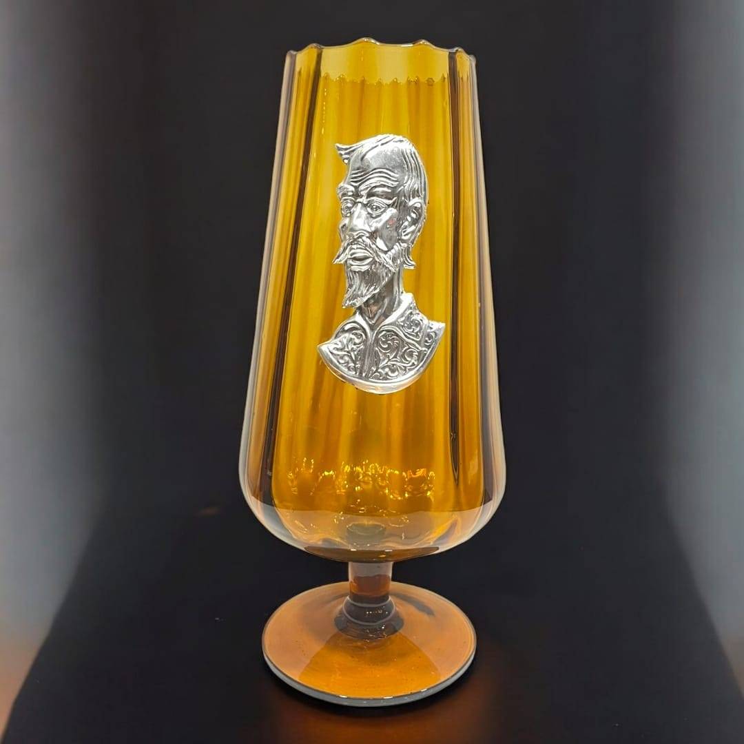 Gran Copa de Cristal con Placa de Don Quijote en Plata - Cositas Antiguas – La Guadaña, Anticuarios Online en Jerez , vender antigüedades, muebles antiguos