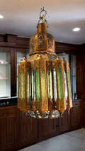 Farol musulmán colgante de metal y cristal verde, única - Cositas Antiguas – La Guadaña, Anticuarios Online en Jerez , vender antigüedades, muebles antiguos