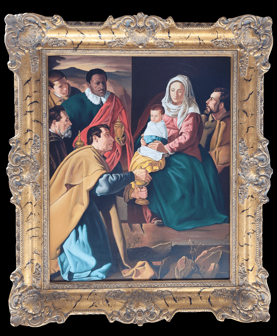 Oleo "La Adoración de los Reyes Magos" – Copia de Velázque - Cositas Antiguas – La Guadaña, Anticuarios Online en Jerez , vender antigüedades, muebles antiguos