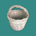 Canasta de mimbre antigua hecha con baritas de olivo - Cositas Antiguas – La Guadaña, Anticuarios Online en Jerez , vender antigüedades, muebles antiguos