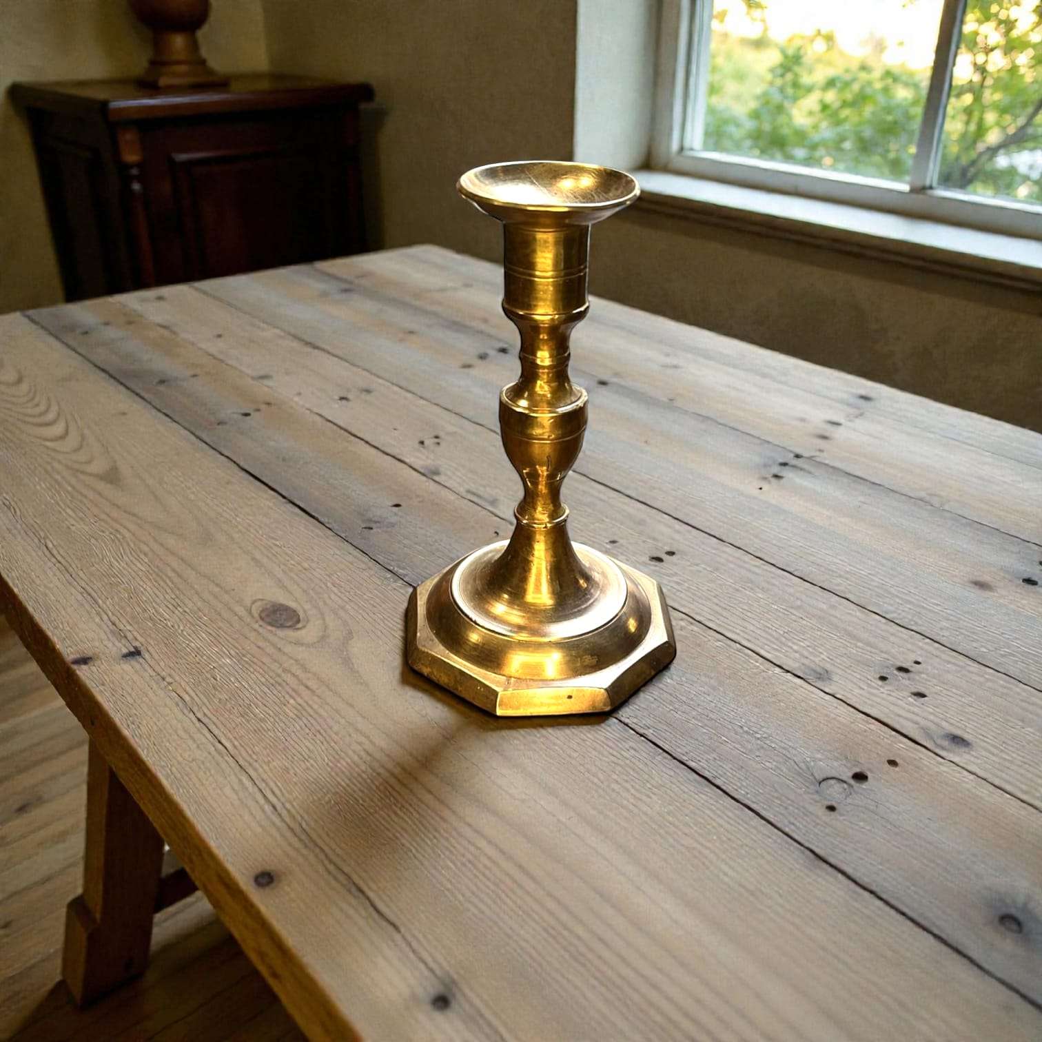Candelabro de metal dorado clásico para vela tradicional - Cositas Antiguas – La Guadaña, Anticuarios Online en Jerez , vender antigüedades, muebles antiguos