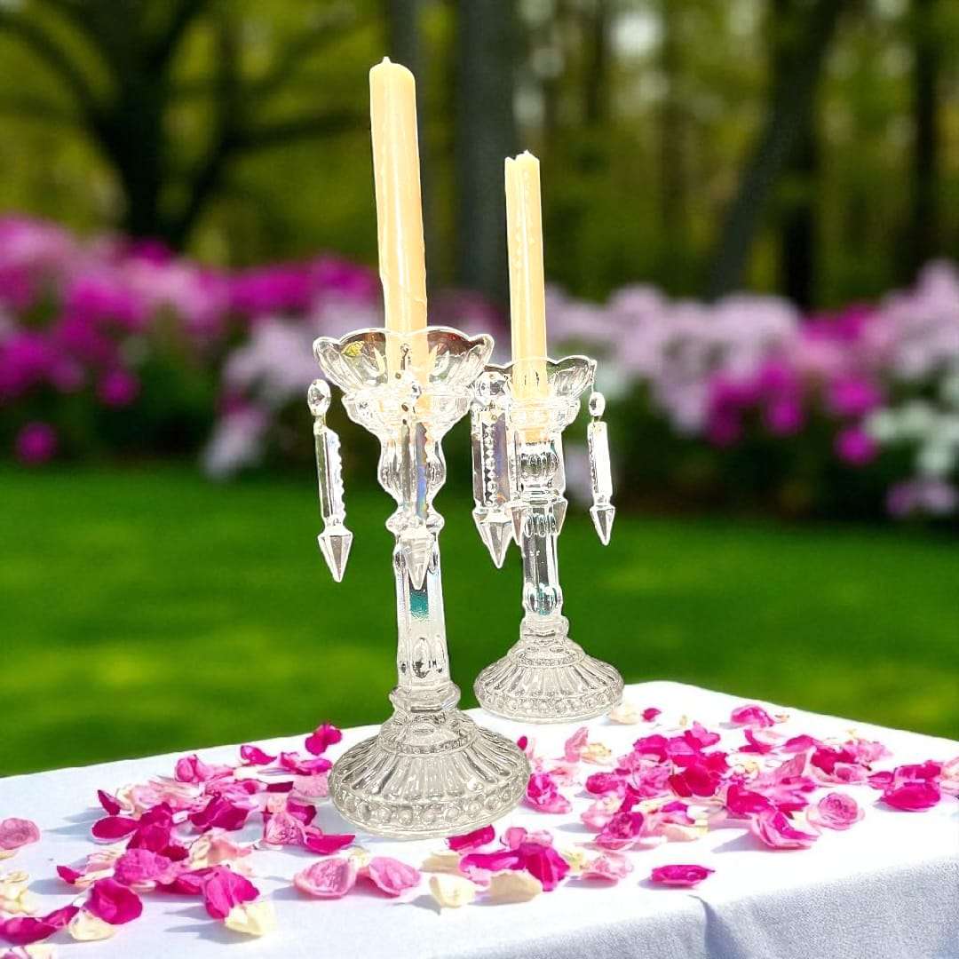 Candeleros de cristal antiguos | Elegancia y tradición - Cositas Antiguas – La Guadaña, Anticuarios Online en Jerez , vender antigüedades, muebles antiguos