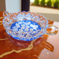 Juego de compoteras de cristal azul con motivo floral - Cositas Antiguas – La Guadaña, Anticuarios Online en Jerez , vender antigüedades, muebles antiguos