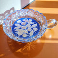 Juego de compoteras de cristal azul con motivo floral - Cositas Antiguas – La Guadaña, Anticuarios Online en Jerez , vender antigüedades, muebles antiguos