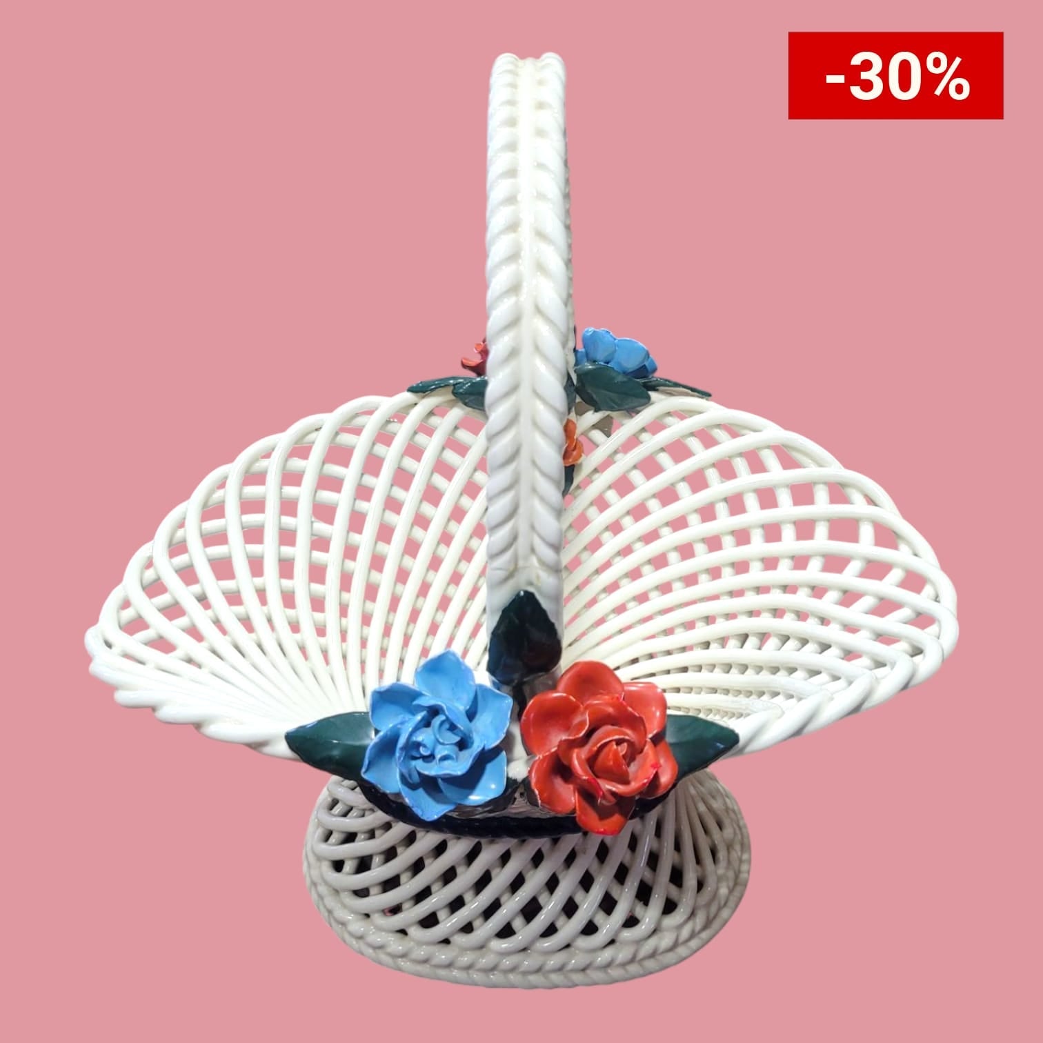 Cesta de Manises – Belleza Artesanal para Decoración - Cositas Antiguas – La Guadaña, Anticuarios Online en Jerez , vender antigüedades, muebles antiguos