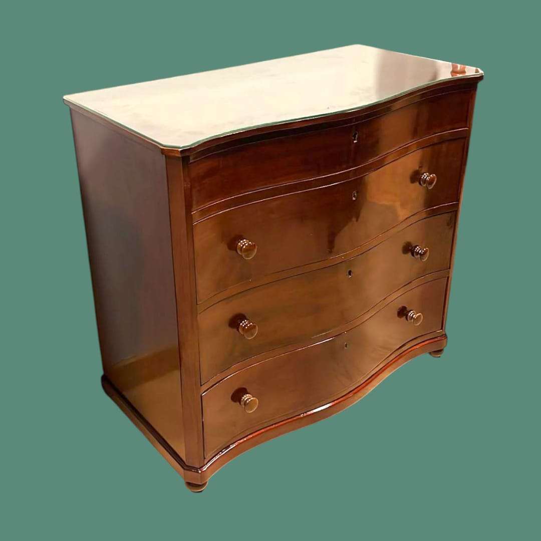 Cómoda de caoba con tapa de cristal y tres cajones - Cositas Antiguas – La Guadaña, Anticuarios Online en Jerez , vender antigüedades, muebles antiguos