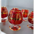 Copas de cristal Murano rojo con detalles dorados pintados - Cositas Antiguas – La Guadaña, Anticuarios Online en Jerez , vender antigüedades, muebles antiguos