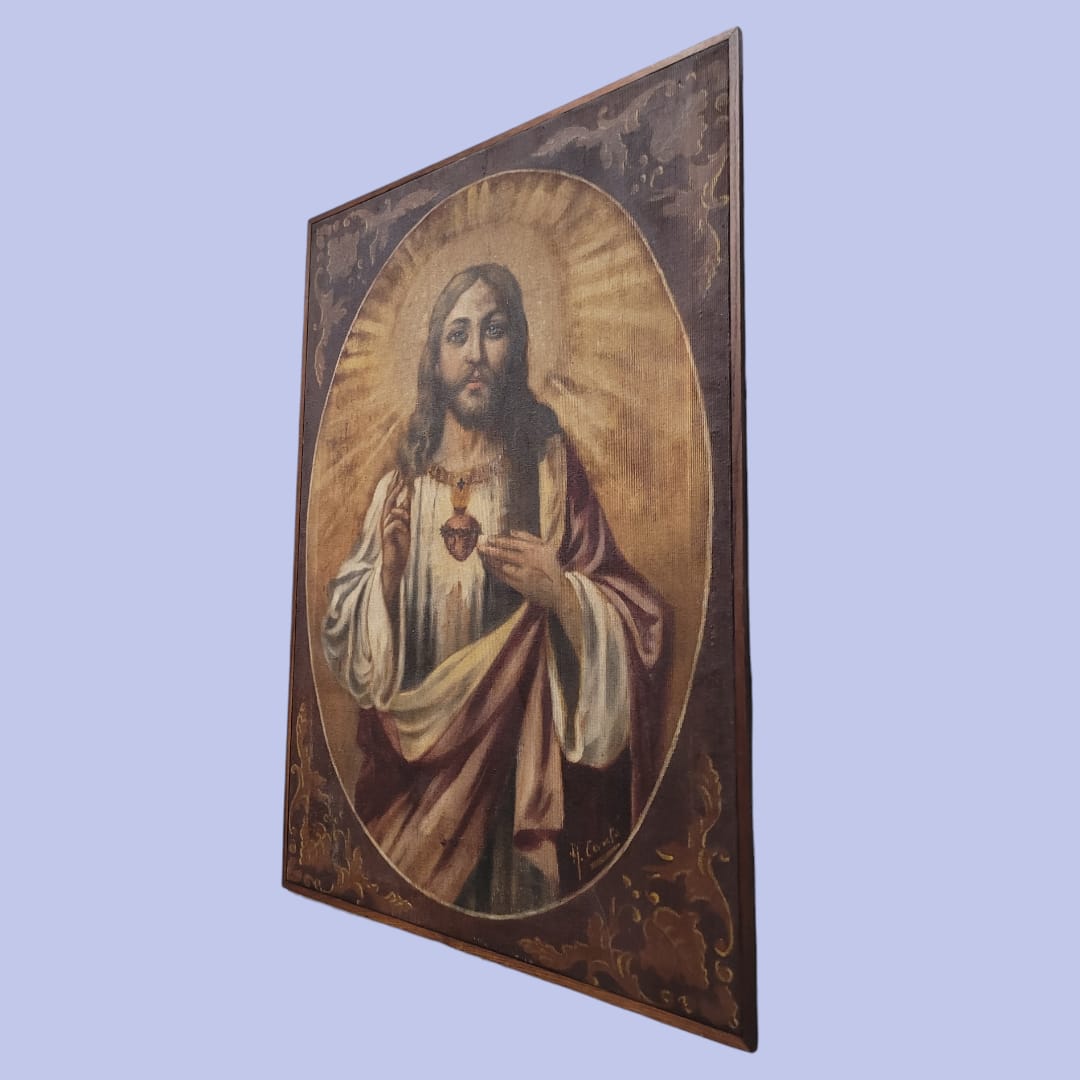 Oleo Sagrado Corazón de Jesús: Belleza y Espiritualidad - Cositas Antiguas – La Guadaña, Anticuarios Online en Jerez , vender antigüedades, muebles antiguos