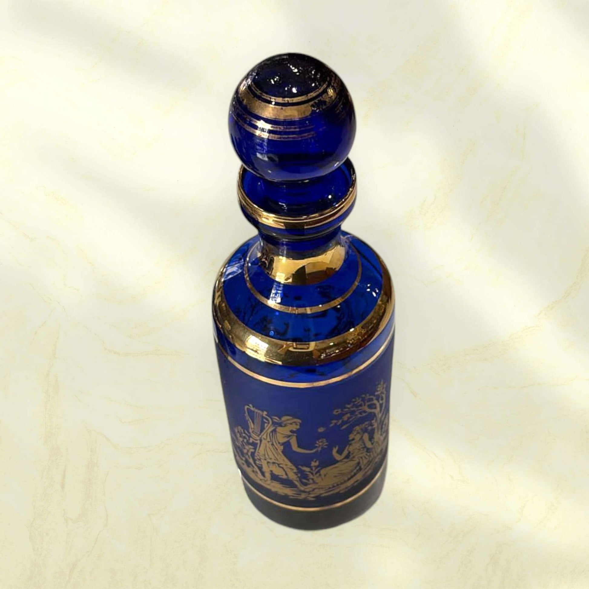 Set de cristal cobalto con detalles dorados – lujo - Cositas Antiguas – La Guadaña, Anticuarios Online en Jerez , vender antigüedades, muebles antiguos